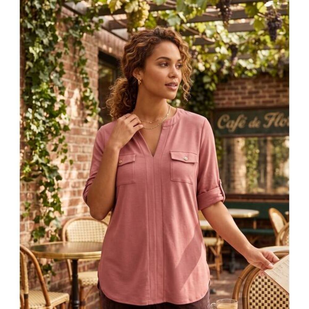 Ivy Ridge pullover blouse rose color size Large
